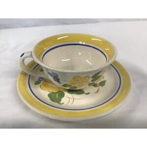 Red Wing Brittany 6-1/4” Saucer Yellow Blue Flowers & 2 Cups